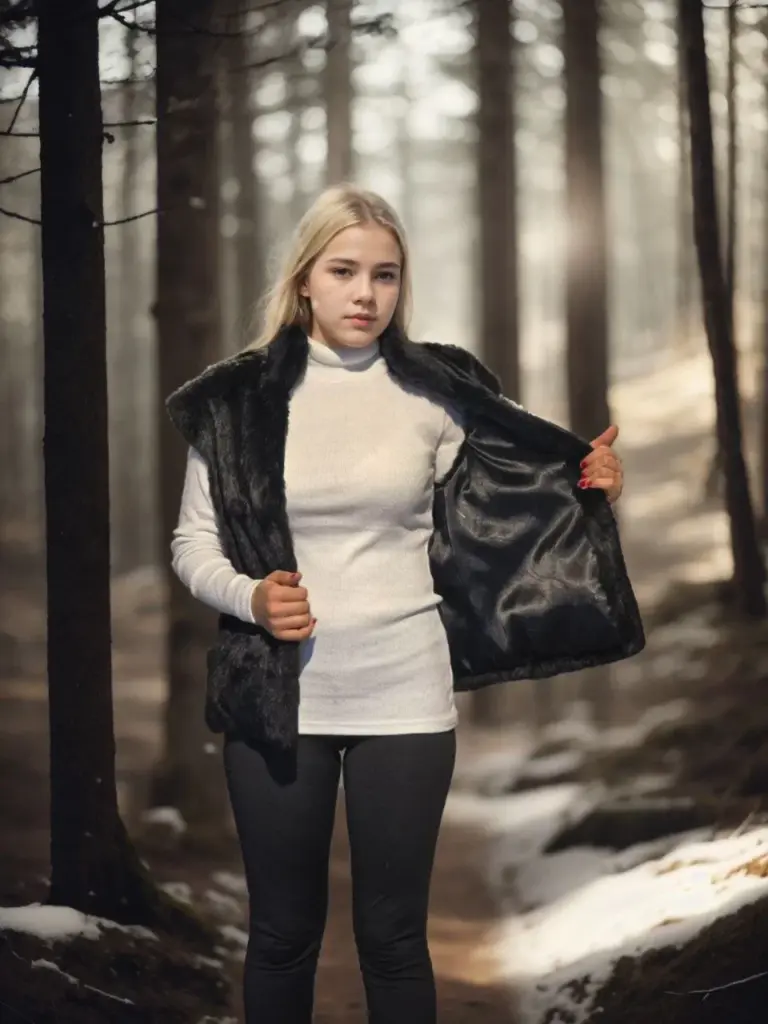 Premium Doğal Kürk Kolsuz Kürk - Siyah