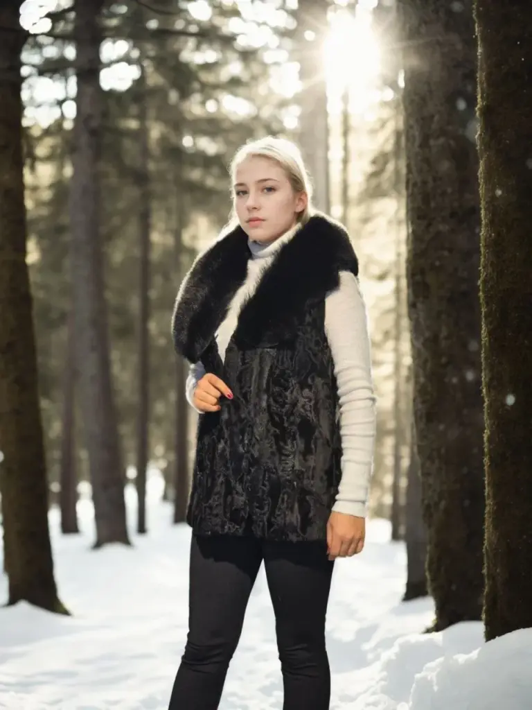 Premium Doğal Kolsuz Kürk - Siyah