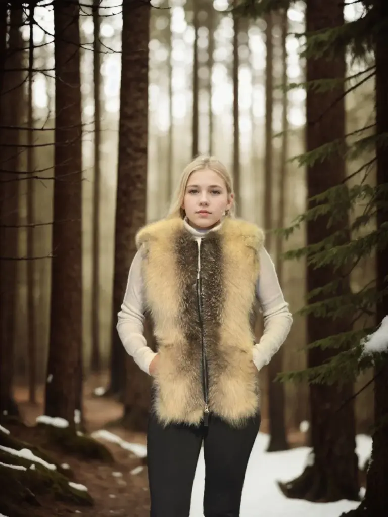 Premium Doğal Kürk Kolsuz Yelek - Fuşya