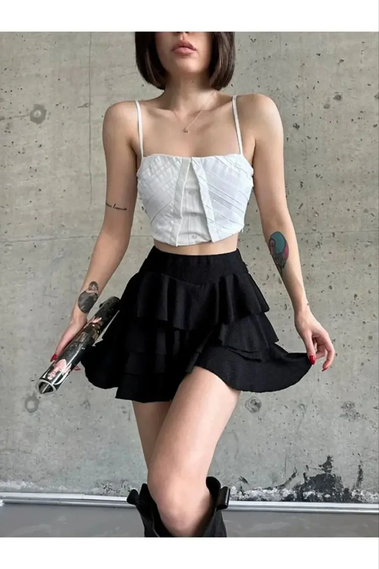 Mykonos Mini Etek - Siyah