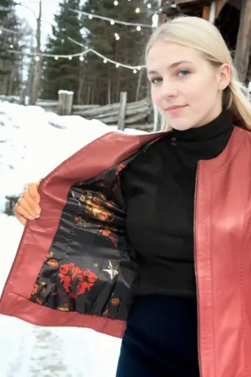 Premium Doğal Deri Ceket - Bordo