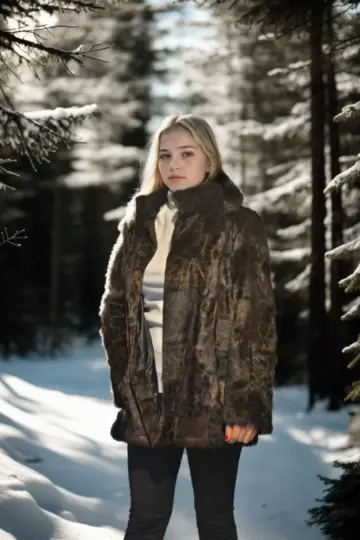 Premium Doğal Kürk Deri Ceket - Leopar