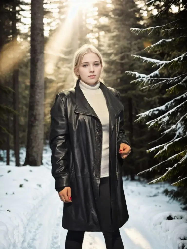 Premium Doğal Kürk Uzun Kollu Deri Ceket - Siyah