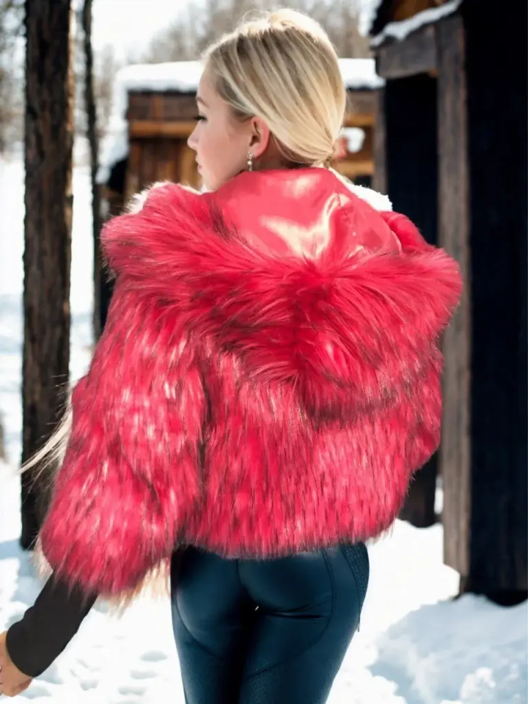 Premium Doğal Kürk - Bordo