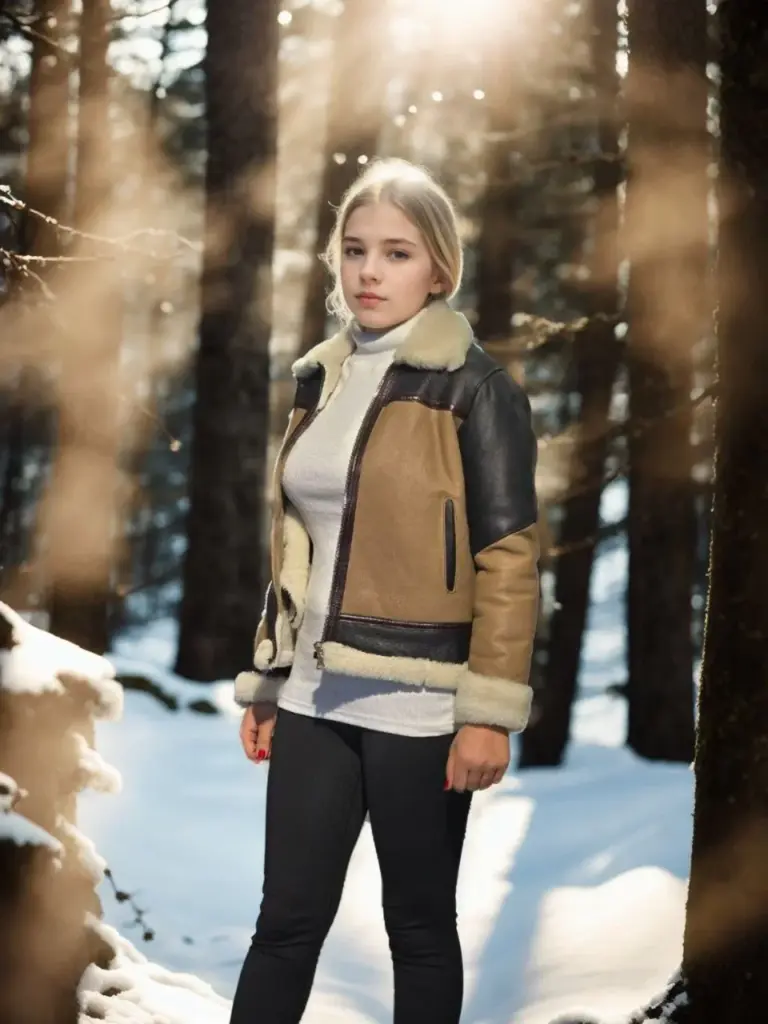 Premium Doğal Uzun Kollu Yakalı Kürk - Kahve