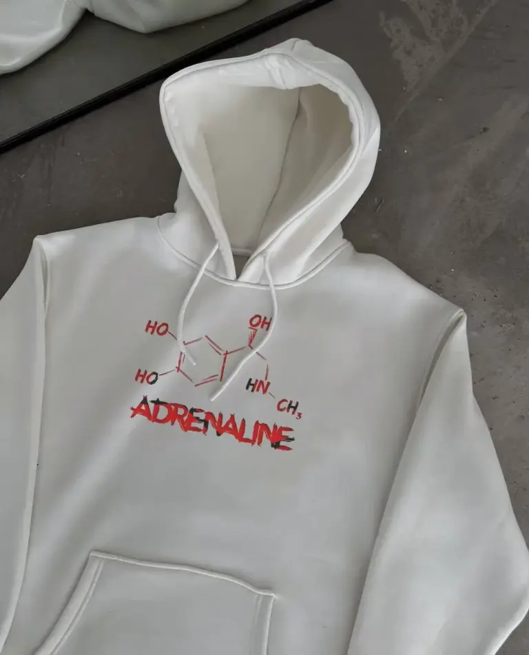 Oversize Kapüşonlu Cepli Baskılı 3 İplik Pamuklu Hoodie Sweatshirt - Beyaz