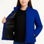 Kız Çocuk Şişme İçi Elyaflı Fermuarlı Cepli Mont Su İtici Ceket -  Saks Mavisi