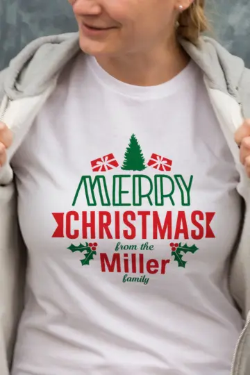Yılbaşı Tişört MERRY CHRISTMAS from the Miller Baskılı T-shirt - Beyaz