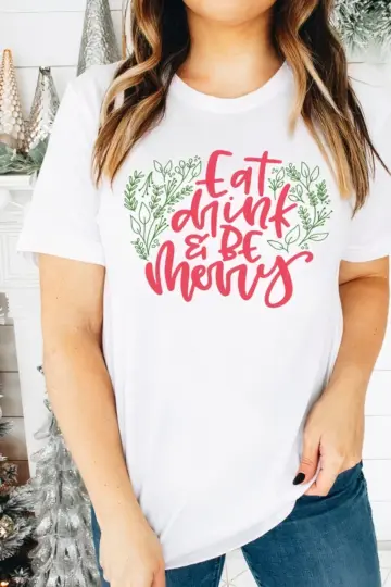 Yılbaşı Tişört Noel İçin Kısa kol T-shirt - Beyaz