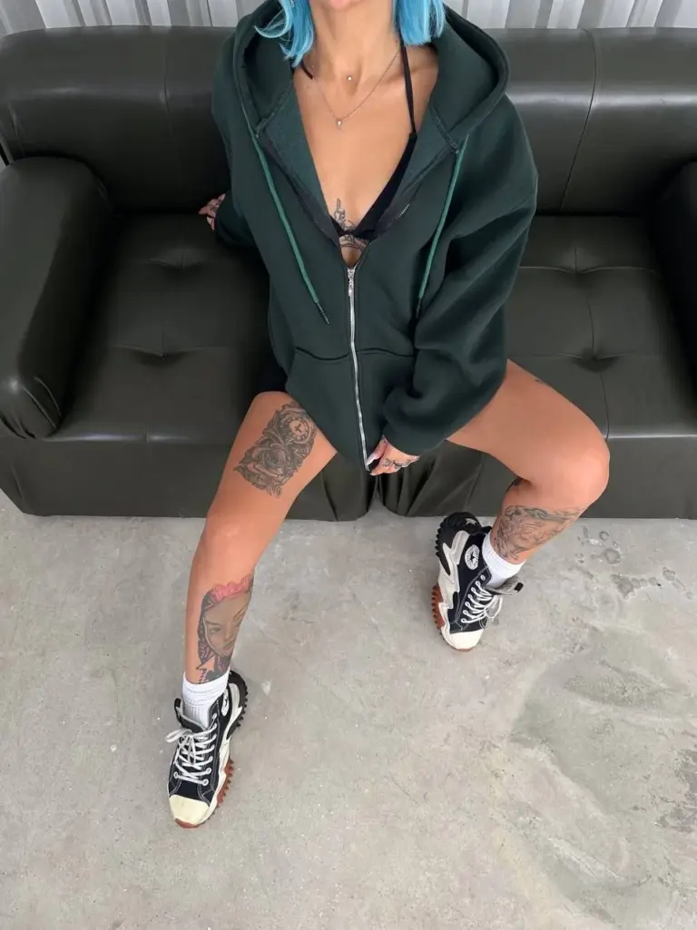 3 İplik Pamuklu Kapüşonlu Kanguru Cepli Baskılı Oversize Hoodie Sweatshirt - Haki