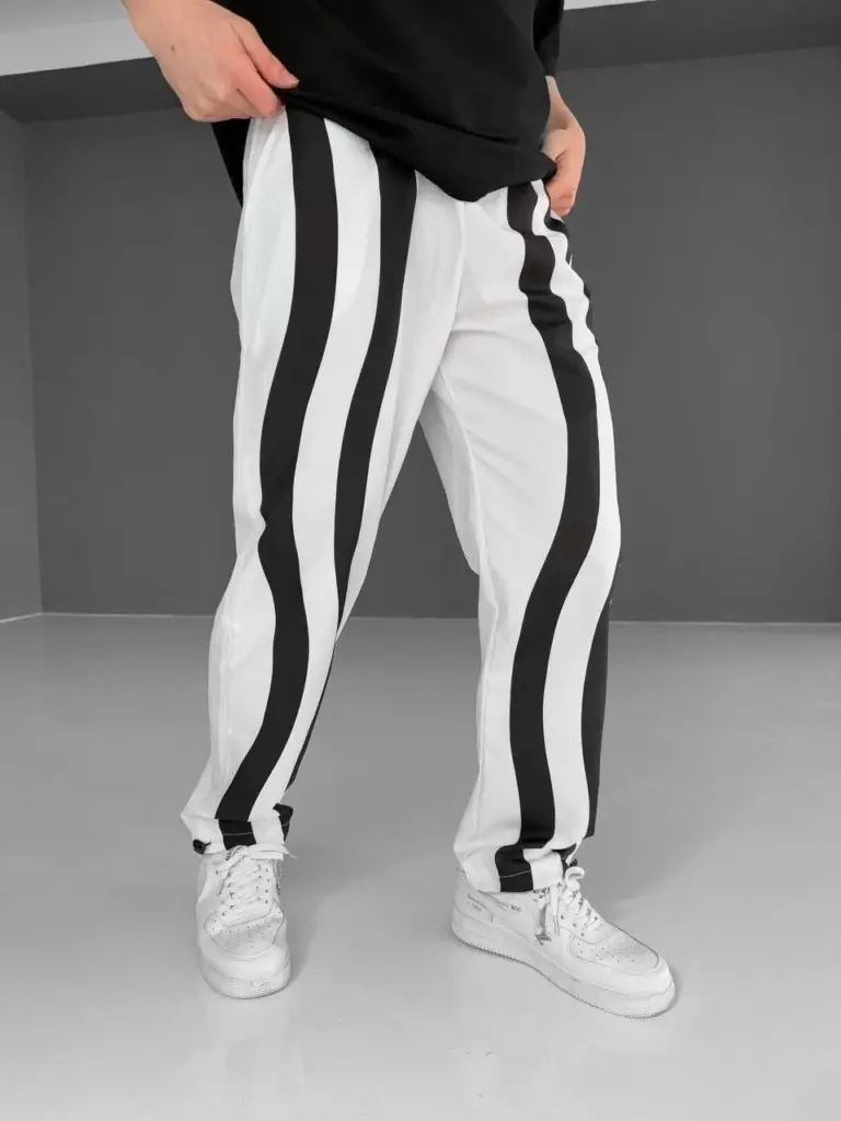 Paraşüt Kumaş alt Eşofman pantolon - Beyaz