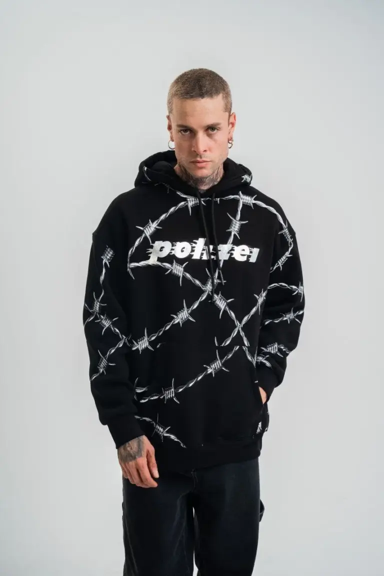 Kapüşonlu Varak ve Pano Baskılı Hoodie  SweatShirt- Siyah