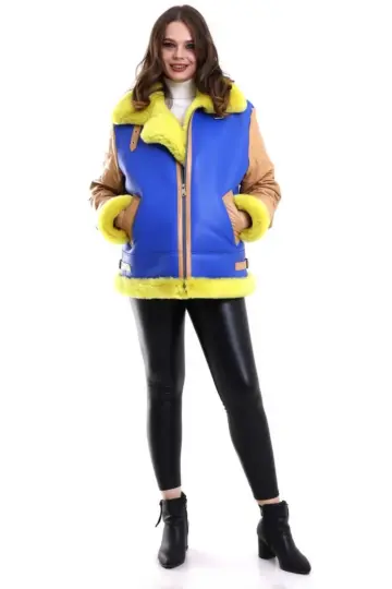 Premium Doğal Koyun Derisi Pilot Kürk - Sarı