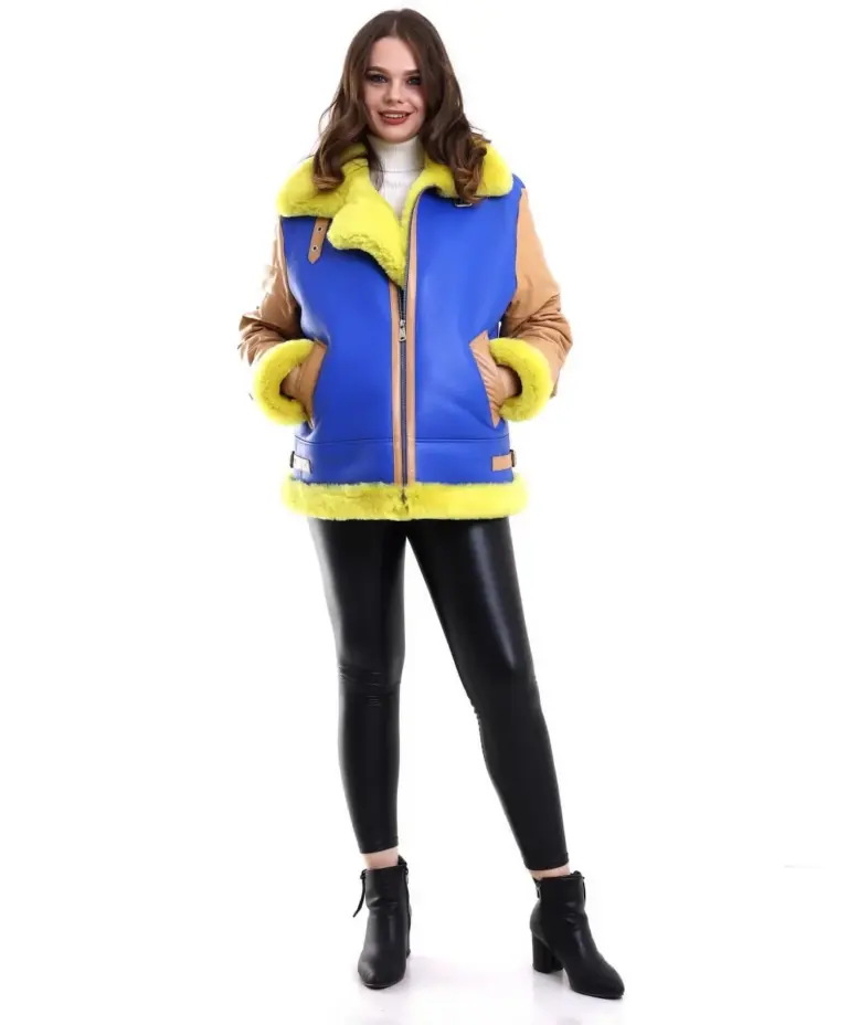 Premium Doğal Koyun Derisi Pilot Kürk - Sarı