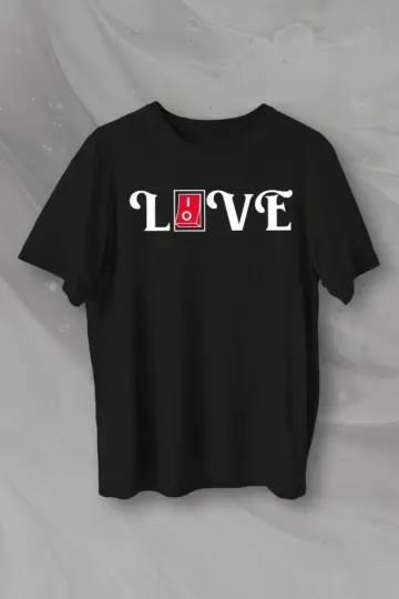 14 Şubat Tişört Sevgililer Günü İçin Özel Tasarım Love Baskılı T-shirt - Siyah