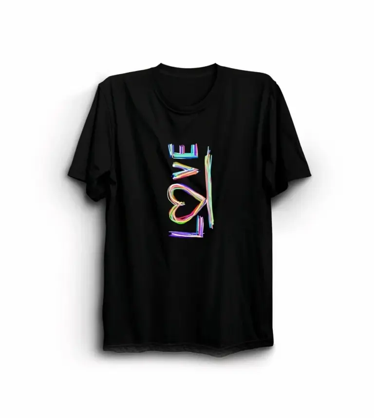 14 Şubat Tişört Sevgililer Günü İçin Özel Tasarım Love Baskılı T-shirt - Siyah