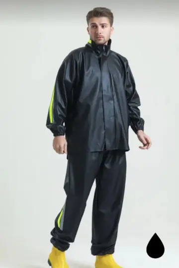 Motorcu Kurye Su Gecirmez Yağmurluk Takım - Siyah