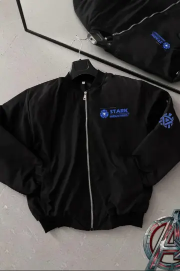 Stark Industries Siyah Bomber Mont Fermuarlı Cepli Uzun Kollu Kapitone - Siyah
