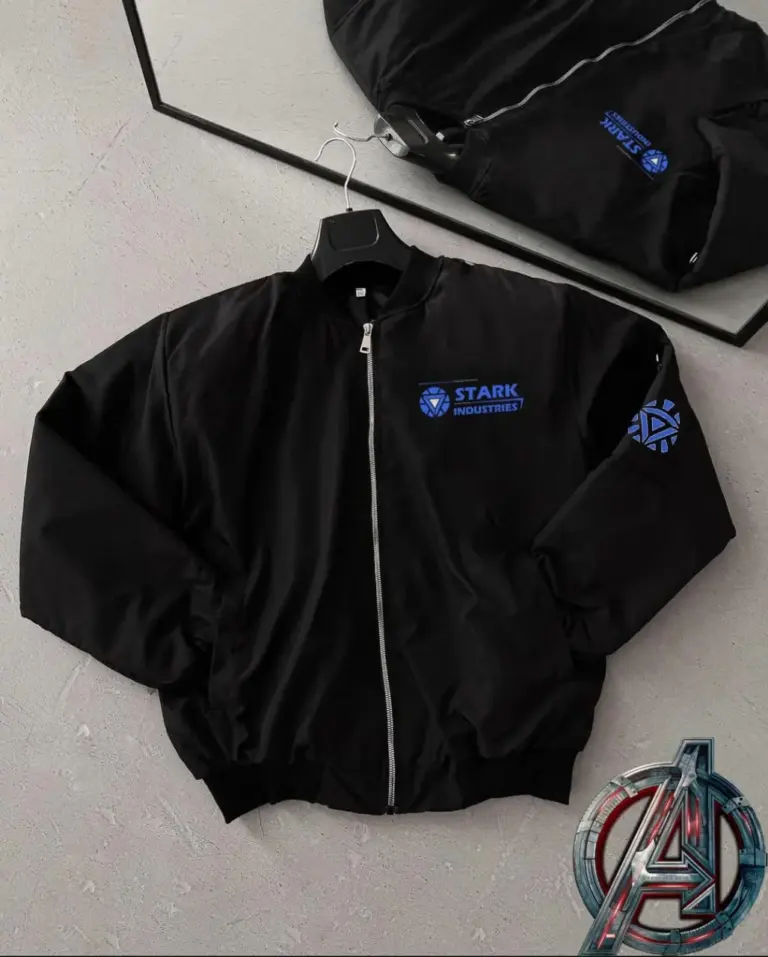 Stark Industries Siyah Bomber Mont Fermuarlı Cepli Uzun Kollu Kapitone - Siyah