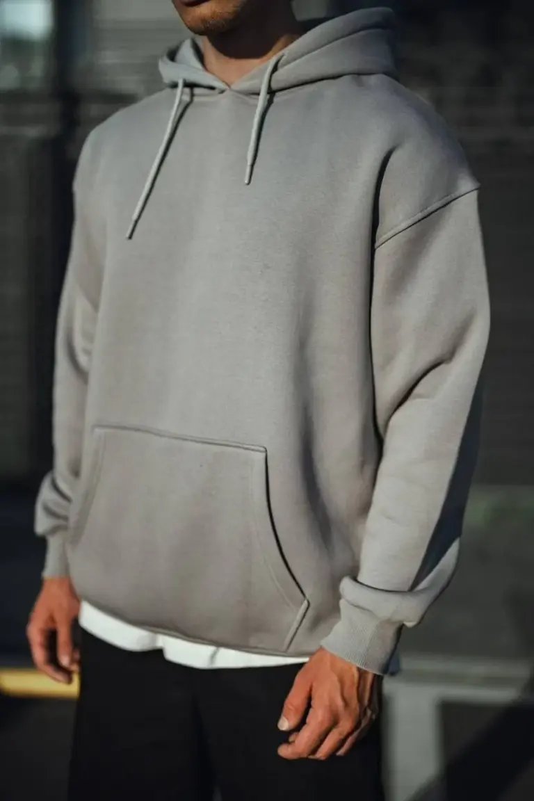 3 İplik Penye Kapüşonlu Basic SweatShirt Hoodie - Boyalı Gri