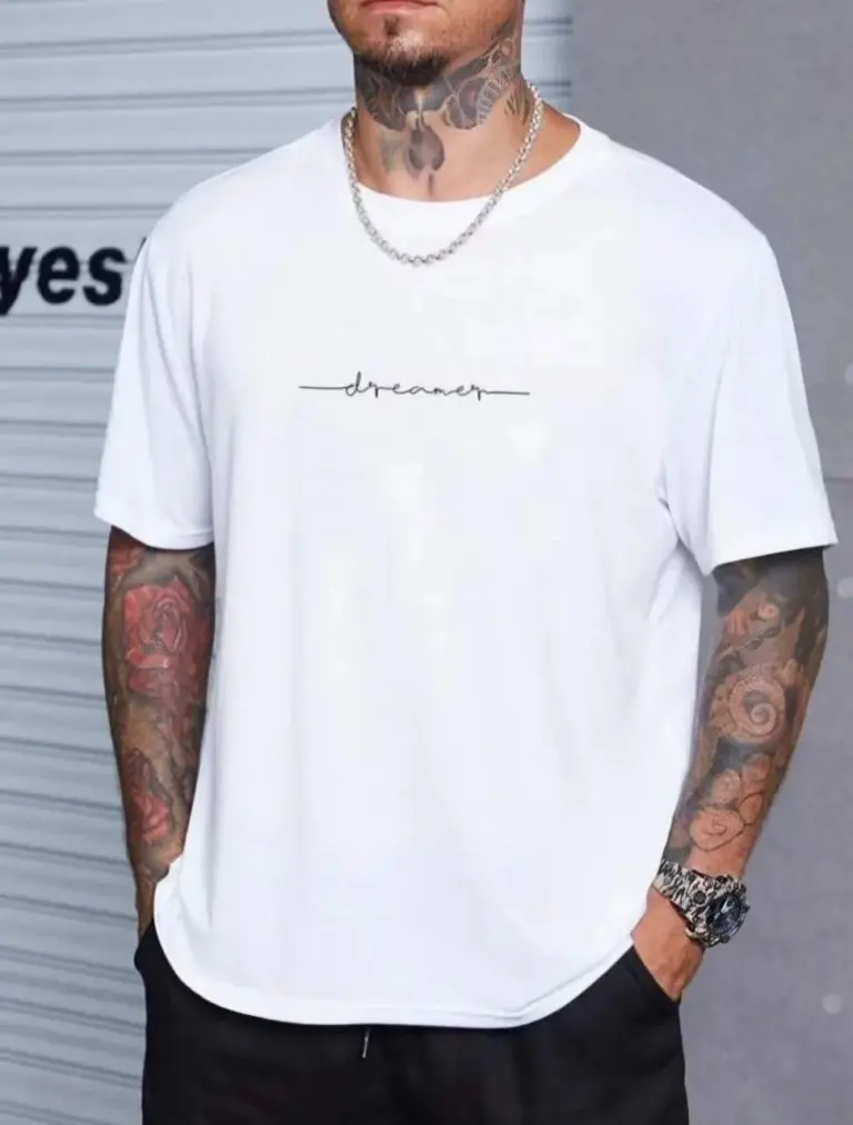 Baskılı T-Shirt Kısa Kol Bisiklet Yaka Regular Fit Rahat Kalıp Tişört - Beyaz