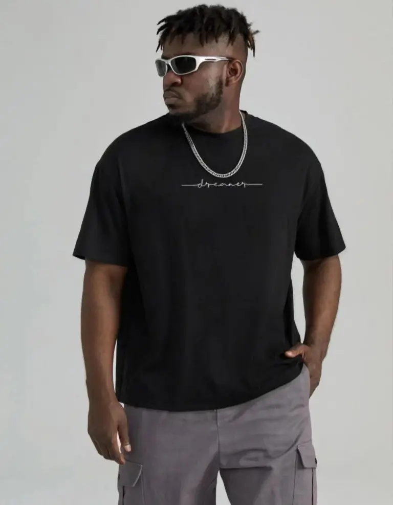 Baskılı T-Shirt Kısa Kol Bisiklet Yaka Regular Fit Rahat Kalıp Tişört - Siyah