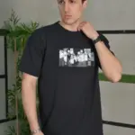 Kısa Kol Yazlık Tişört Bisiklet Yaka Baskılı Oversize T-Shirt - Siyah