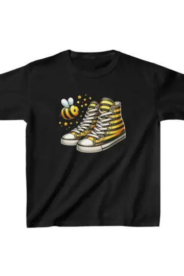 Unisex Çocuk Baskılı T-Shirt - Siyah