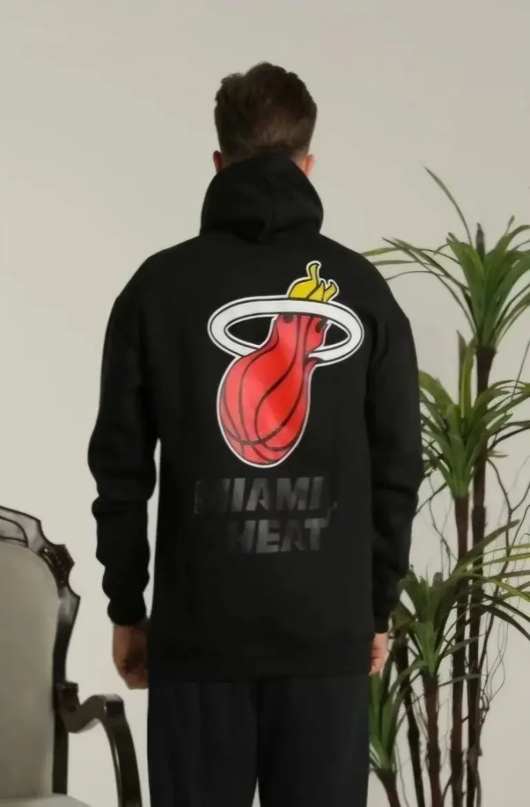 3 İplik Pamuklu Kapüşonlu Baskılı Cepli Oversize Sweatshirt Hoodie - Siyah