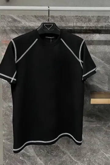 Tişört Karoyaka Dikişli Oversize T-Shirt - Siyah