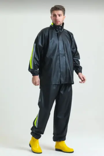 Motorcu Kurye Su Geçirmez Yağmurluk Takım - Siyah