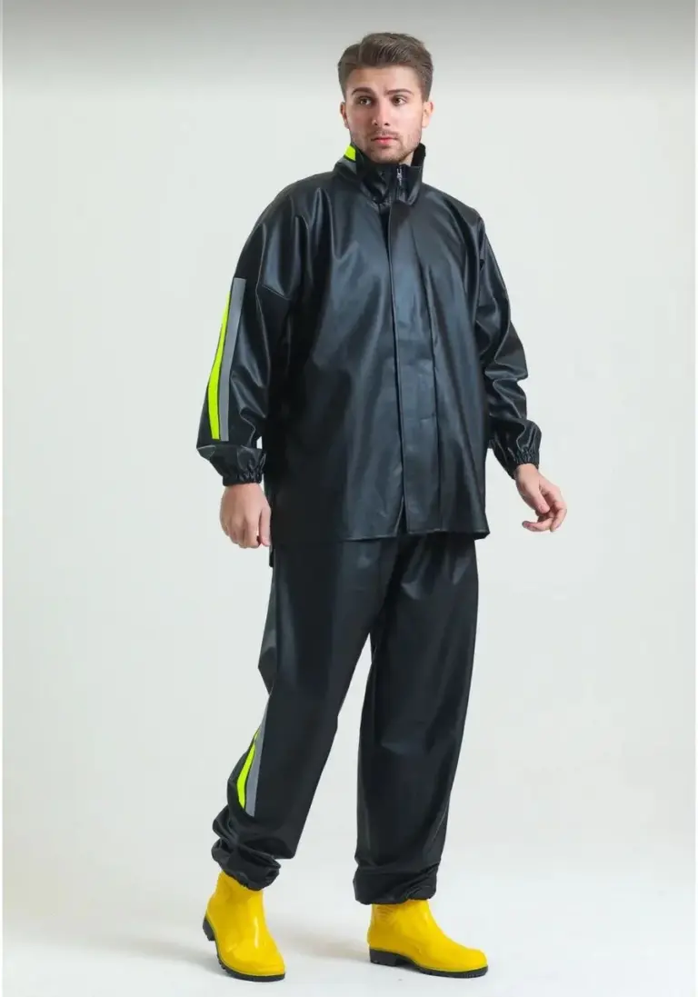 Motorcu Kurye Su Geçirmez Yağmurluk Takım - Siyah