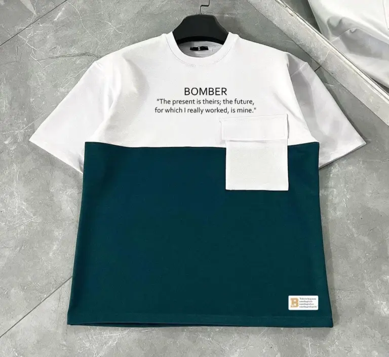 Tişört Torba Cepli Parçalı Kısa Kol T-Shirt - Lacivert