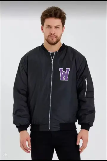 Wild One Baskılı Erkek Bomber Mont – Panter Desenli