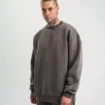 Uzun Kol Bisiklet Yaka 3 iplik Pamuklu Kışlık SweatShirt  - Füme