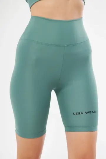 Yüksek Bel Biker Sporcu Şort - Mint Yeşili